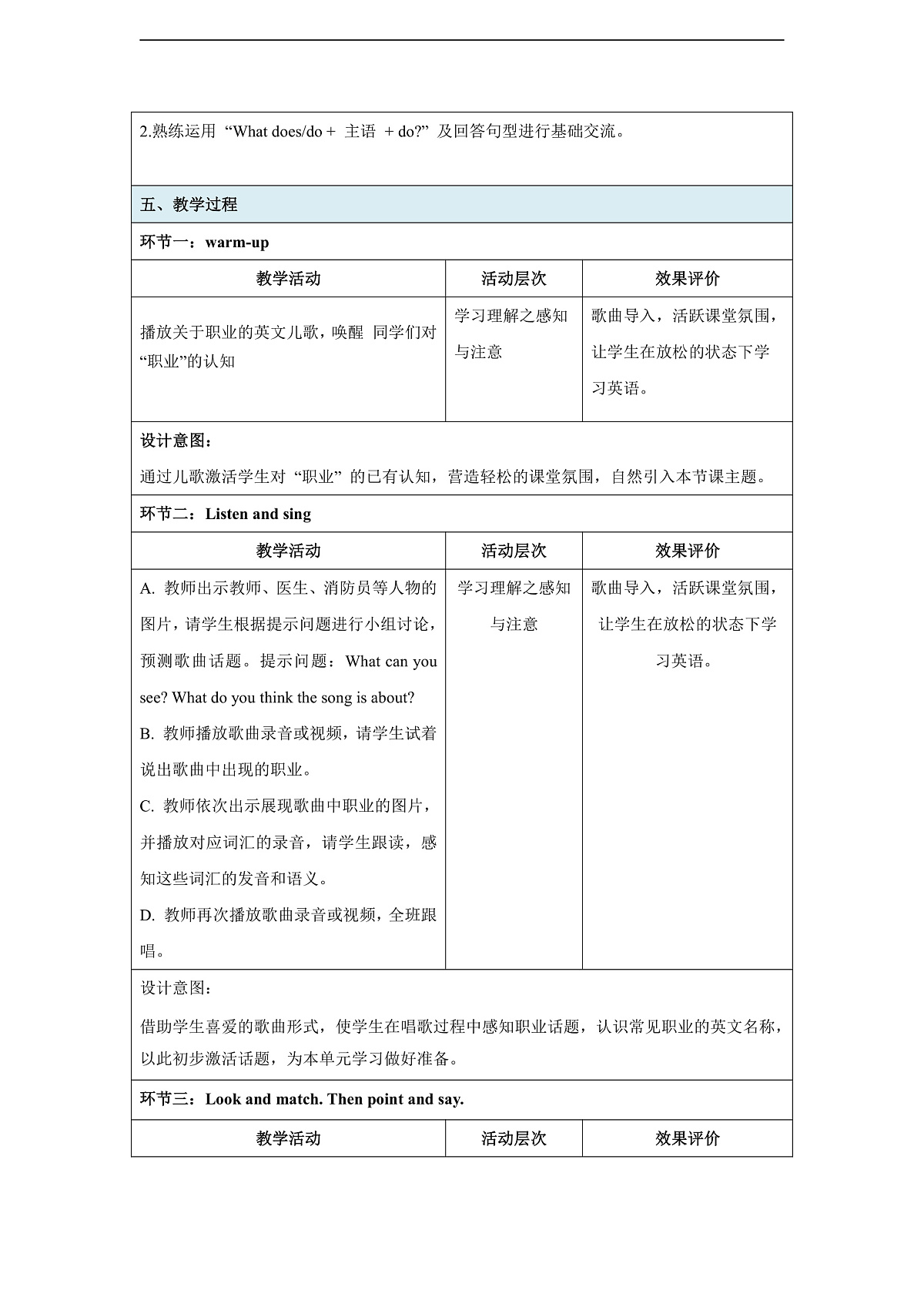 Unit 1 People at work 第一课时 Get ready & Start up 教学设计-外研版四下第3页