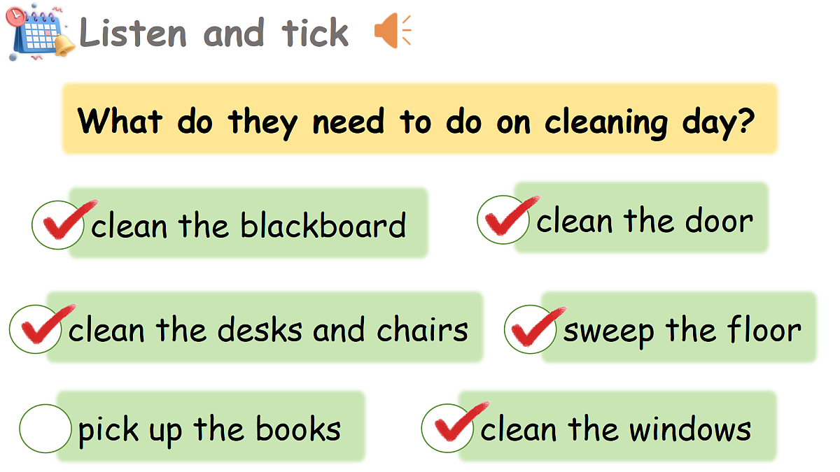 Lesson 3 Friday is our cleaning day.第6页