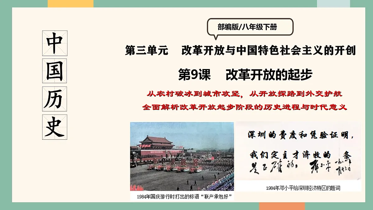 统编版历史八年级下册第9课 改革开放的起步（教学课件）第3页