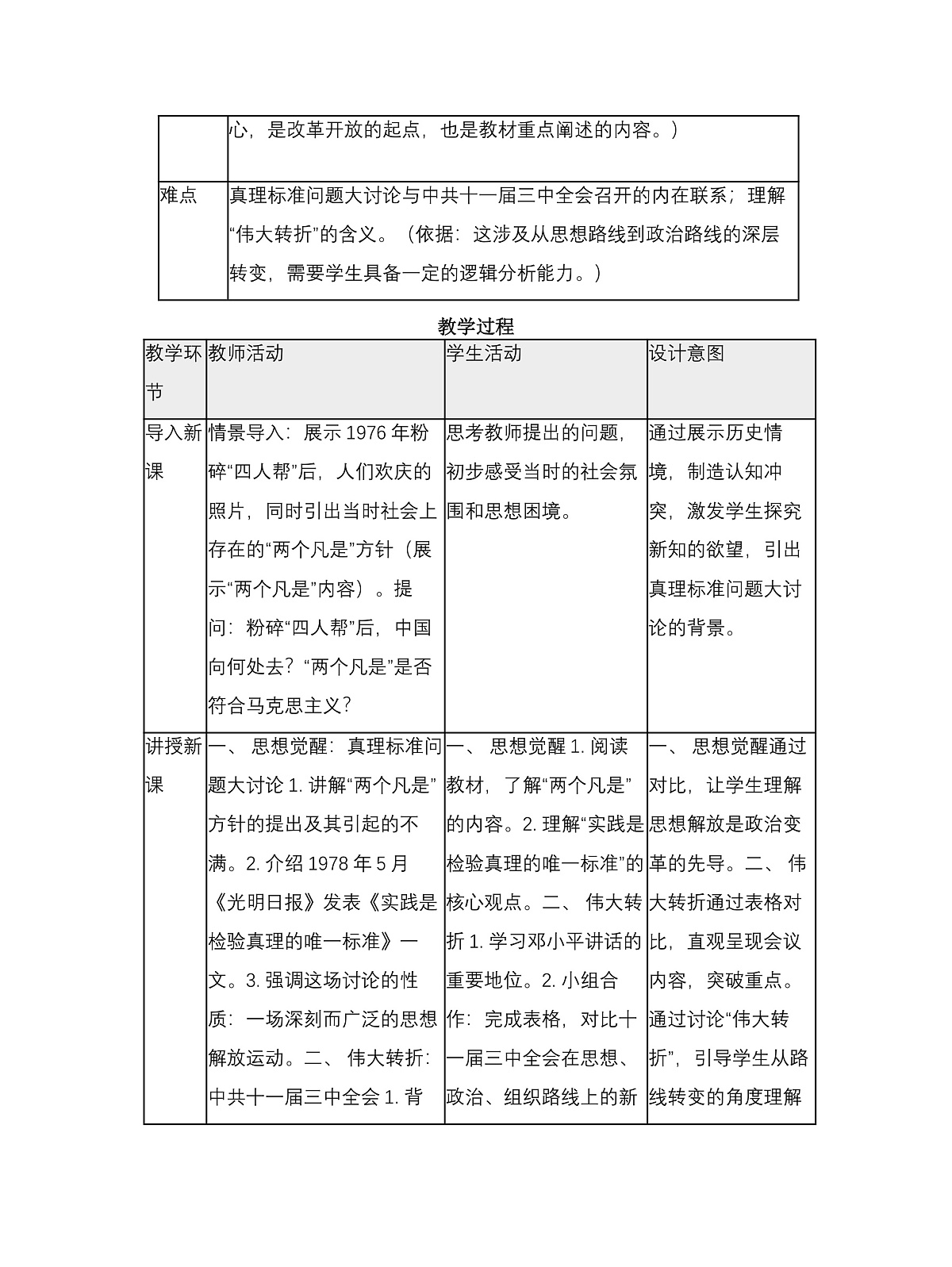 《伟大的历史转折》教学设计1第2页