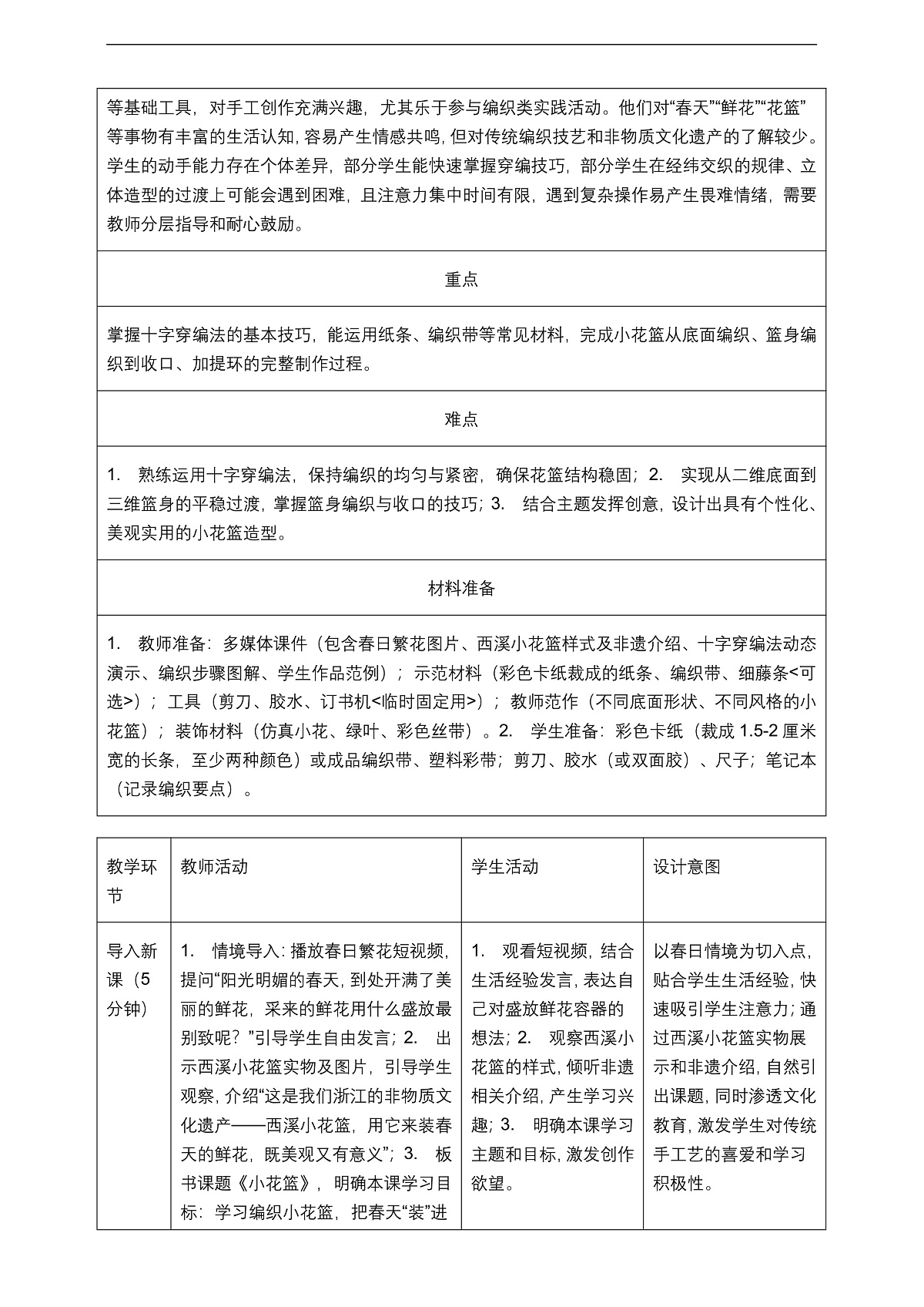 《小花篮》教学设计第2页