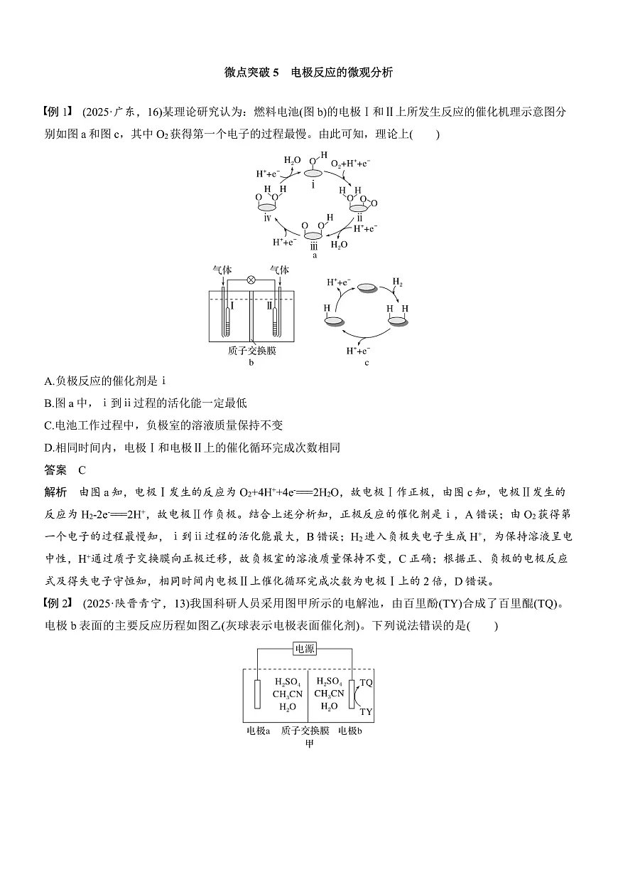 专题四　微点突破5　电极反应的微观分析第1页