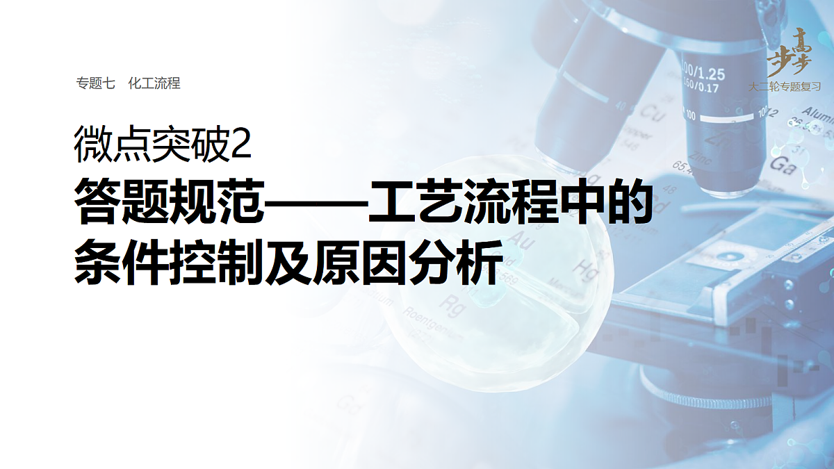专题七　微点突破2　答题规范——工艺流程中的条件控制及原因分析第1页