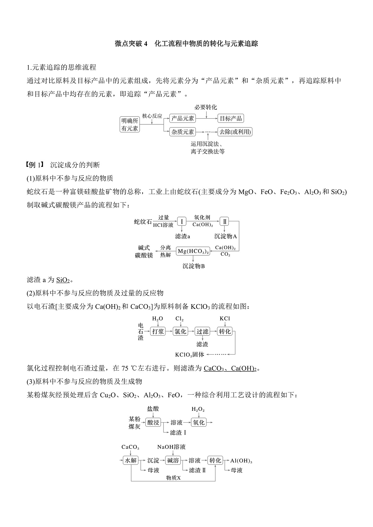 专题七　微点突破4　化工流程中物质的转化与元素追踪第1页