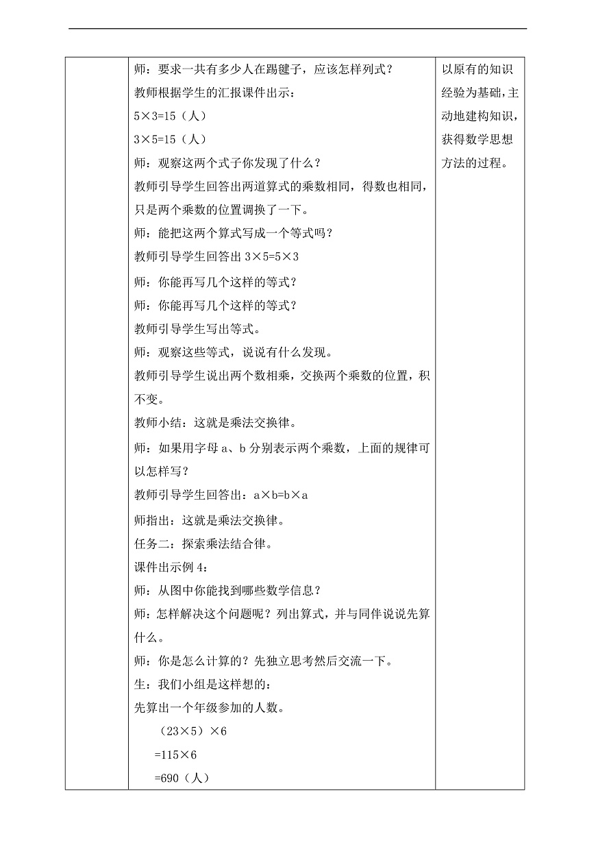 【任务型备课】苏教版四年级下册-5.3 乘法交换律和结合律（教案）第2页