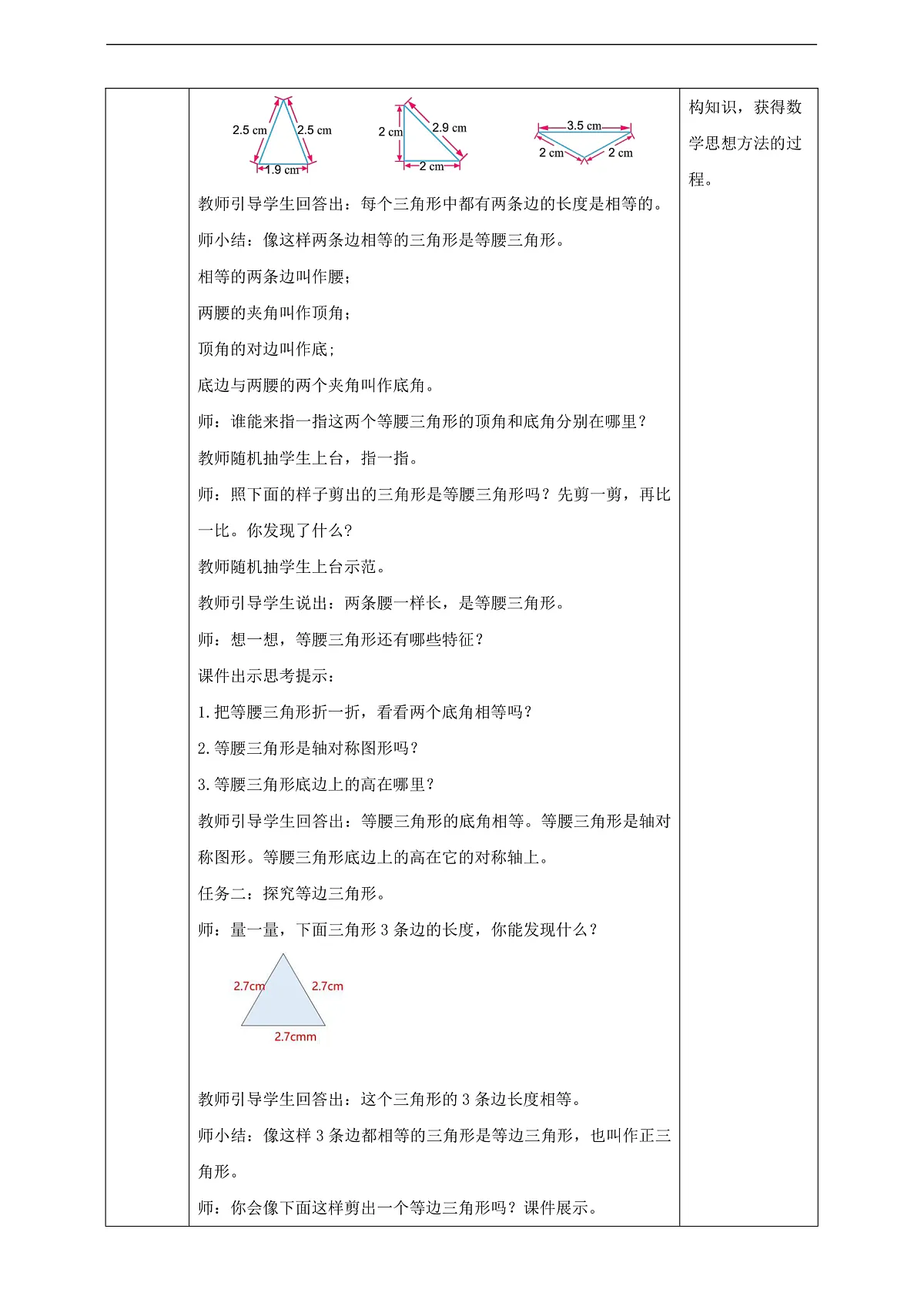 【任务型备课】苏教版四年级下册-6.5 等腰三角形和等边三角形（教案）第2页