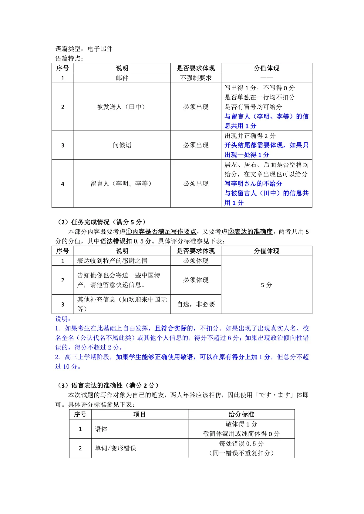 高三3月份日语作文评分细则（2026届高三3月份学情诊断）第2页