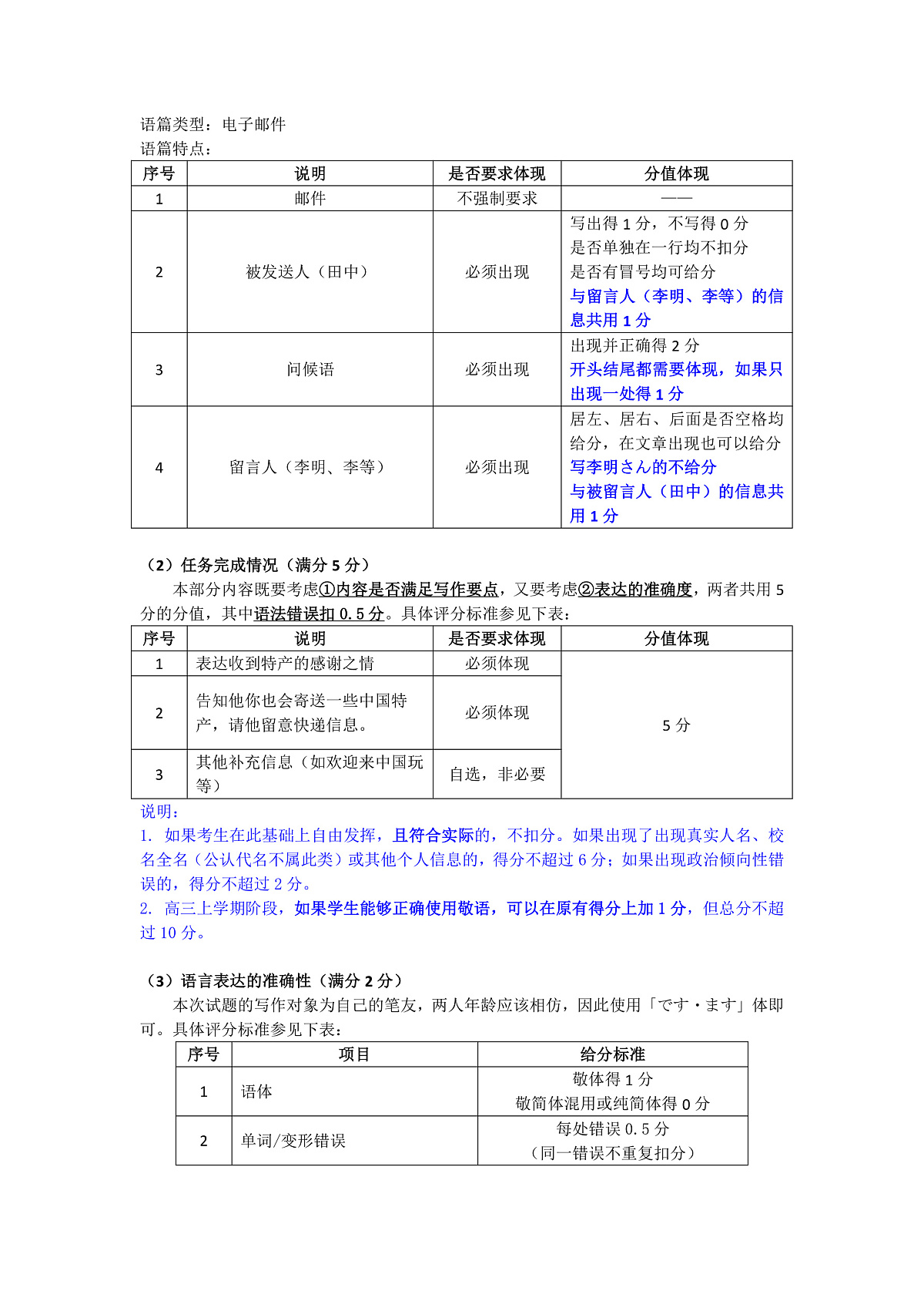 高三3月份日语作文评分细则（2026届高三3月份学情诊断）第2页