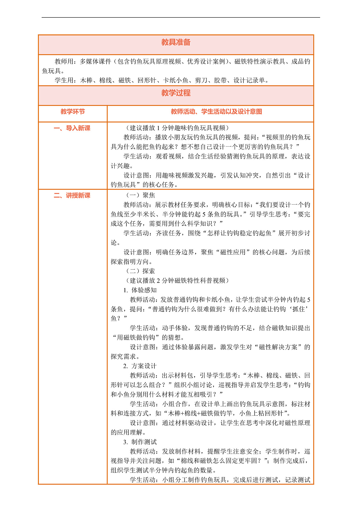 【核心素养】第二单元《玩磁铁》第5课《设计钓鱼玩具》教案含反思第2页