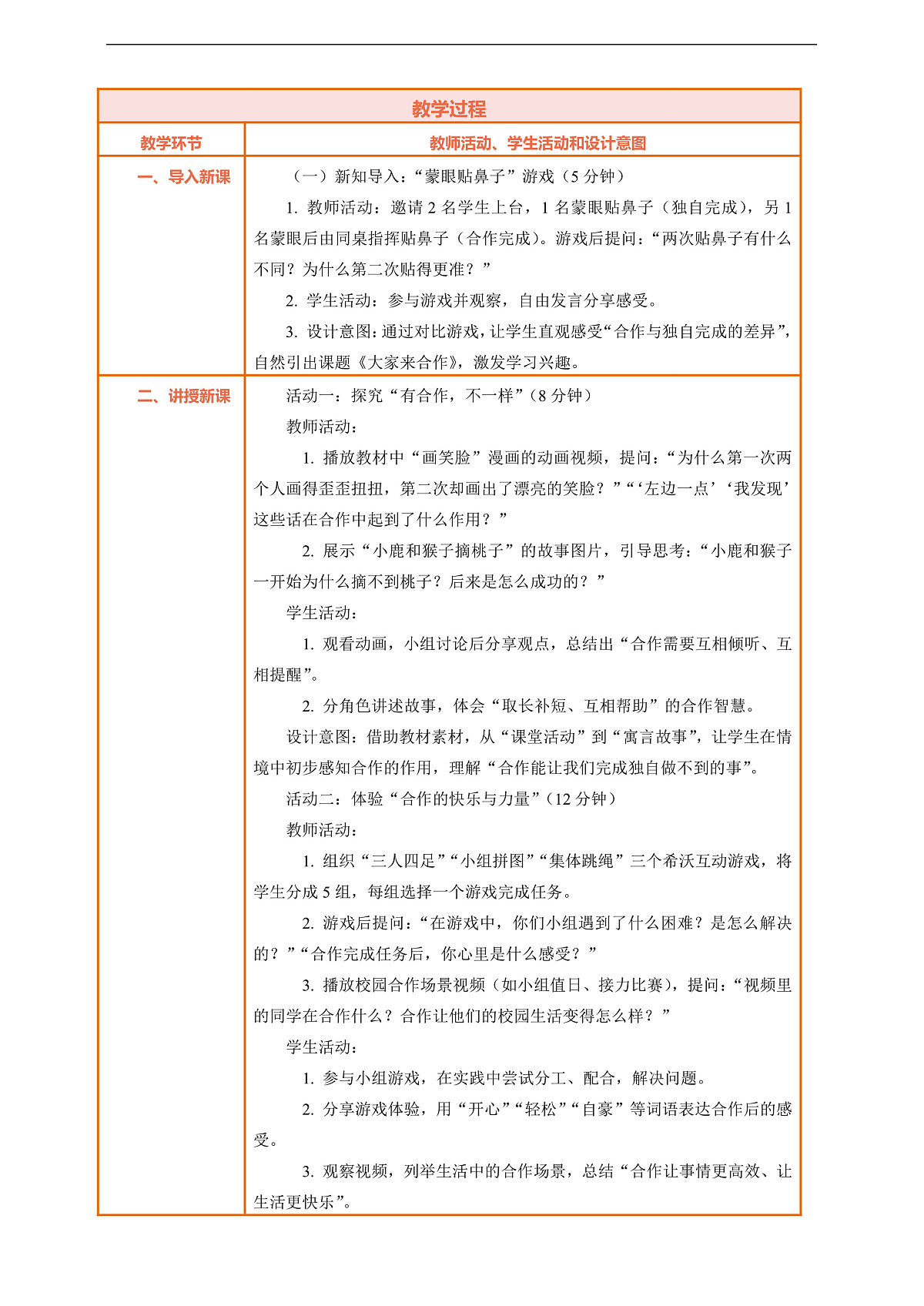 8.1《大家来合作——有合作  不一样》教案设计第2页