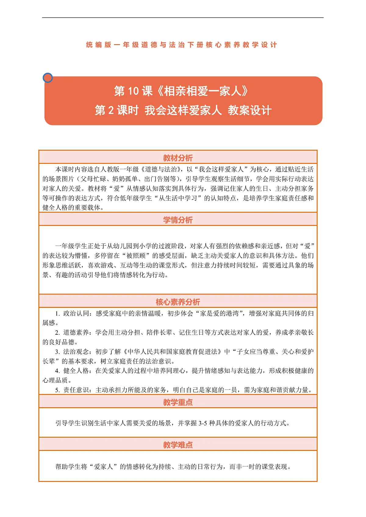 10.2《相亲相爱一家人——我会这样爱家人》教案设计第1页