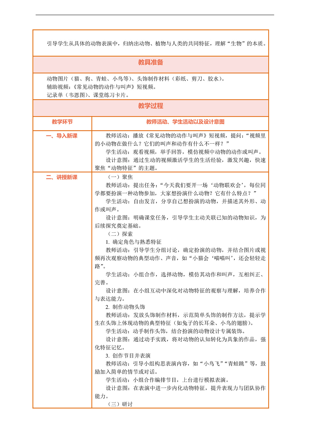 【核心素养】第二单元《常见的动物》第6课《动物联欢会》教案含反思第2页