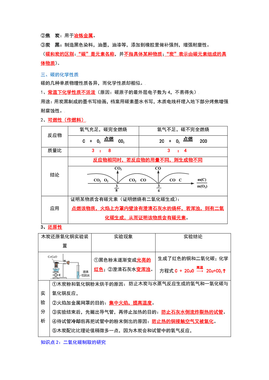 中考化学一轮复习章节分类考点讲解与训练第6单元 碳和碳的氧化物（原卷版）第3页