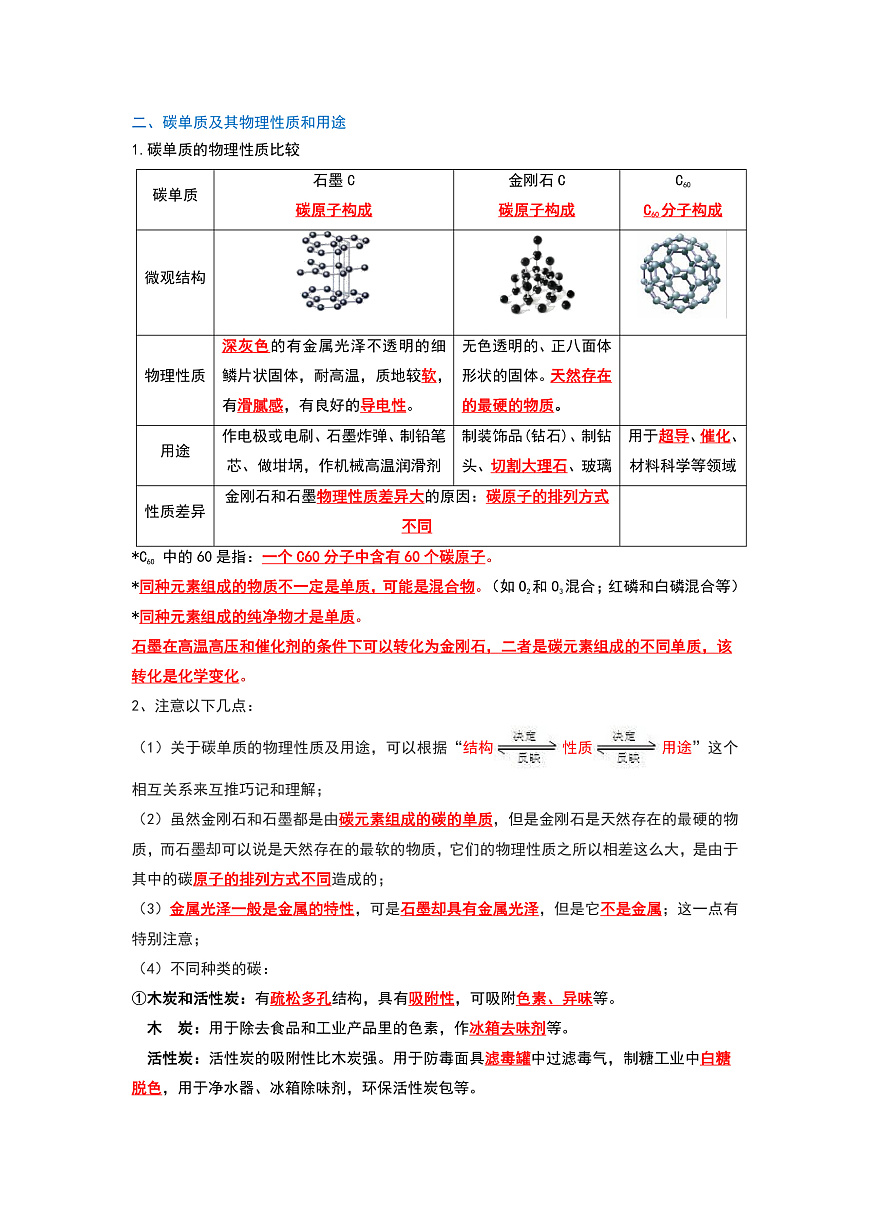 中考化学一轮复习章节分类考点讲解与训练第6单元 碳和碳的氧化物（解析版）第2页