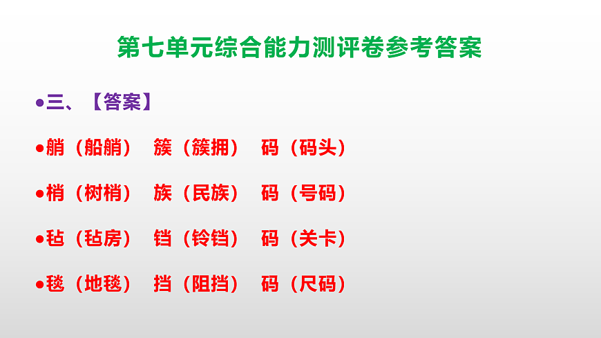 （新）部编版五年级语文下册第七单元综合能力测评卷 PPT（参考答案课件）第4页