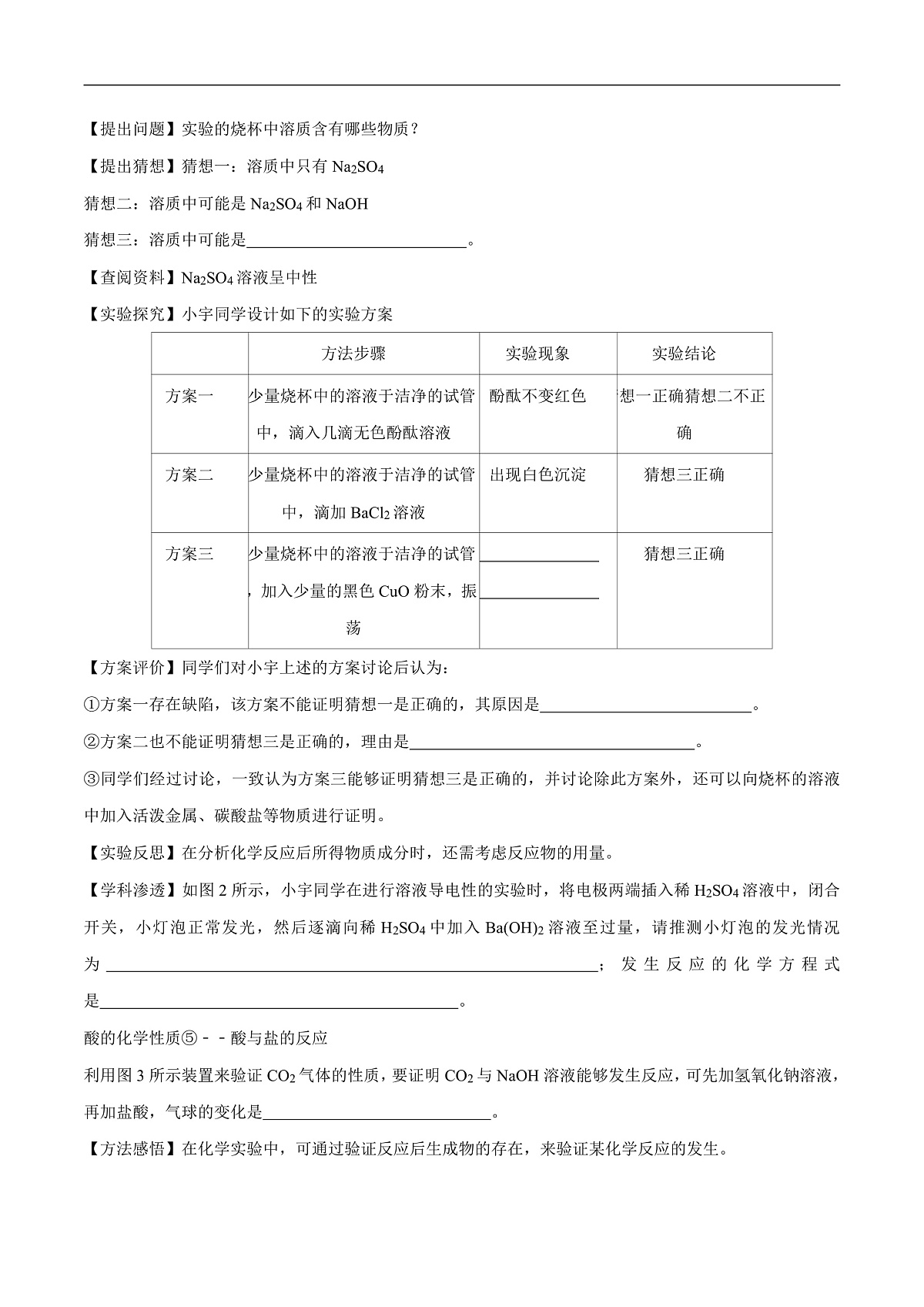 中考化学二轮专题复习 实验探究题突破练习07  酸、碱、盐的化学性质和复分解反应的探究（原卷版）第3页