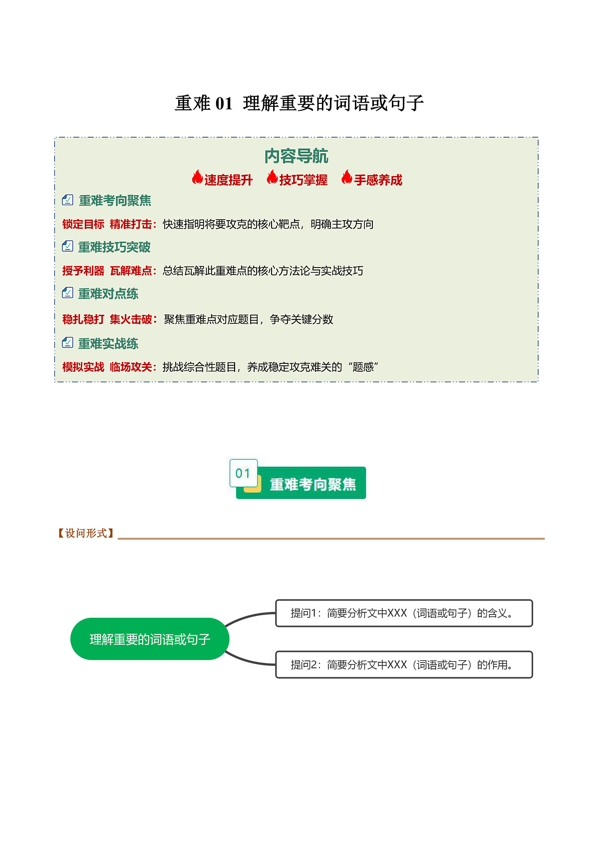重难01 理解重要的词语或句子（重难专练）（全国通用）（解析版）第1页