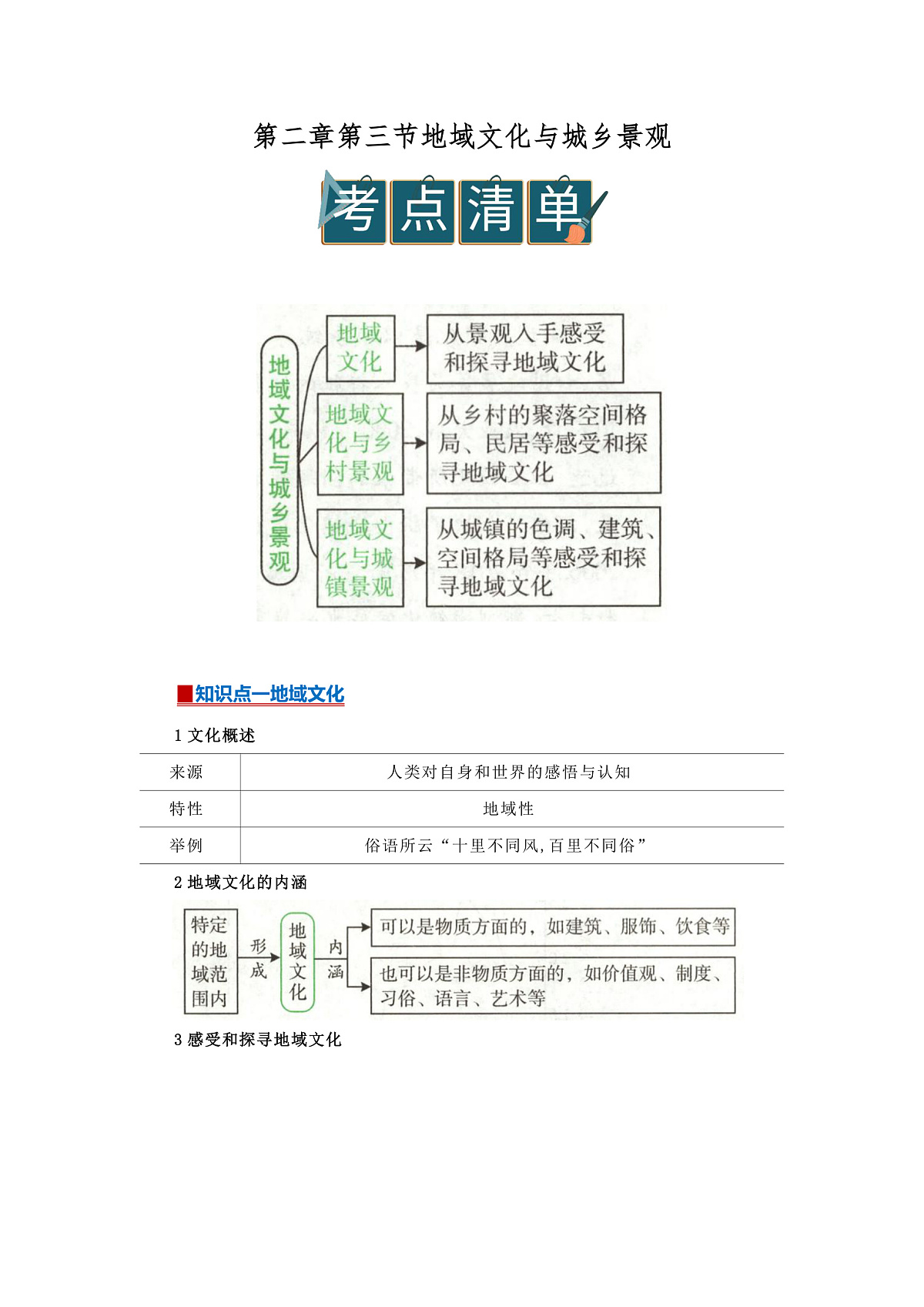第二章第三节 地域文化与城乡景观 2025-2026学年高中地理必修二课堂同步复习讲义（解析版）第1页