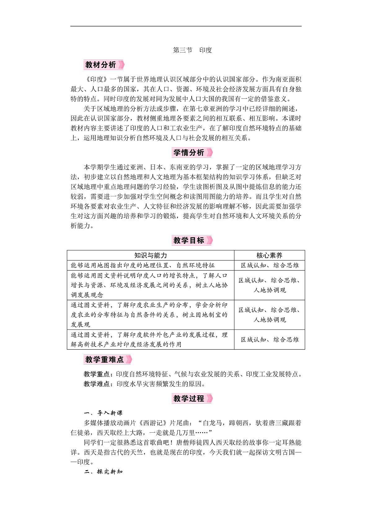 26年七年级地理下册 人教版（2024）电子教案　印度第1页