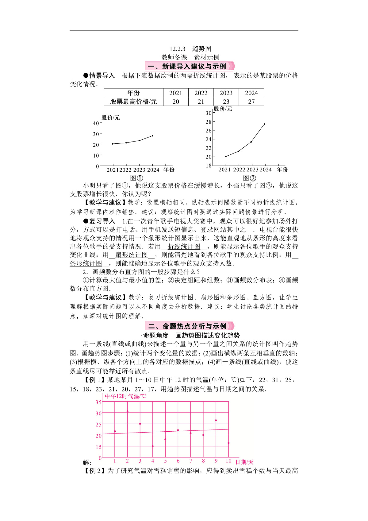 26年七年级数学下册 人教版（2024）电子教案12.2.3　趋势图第1页