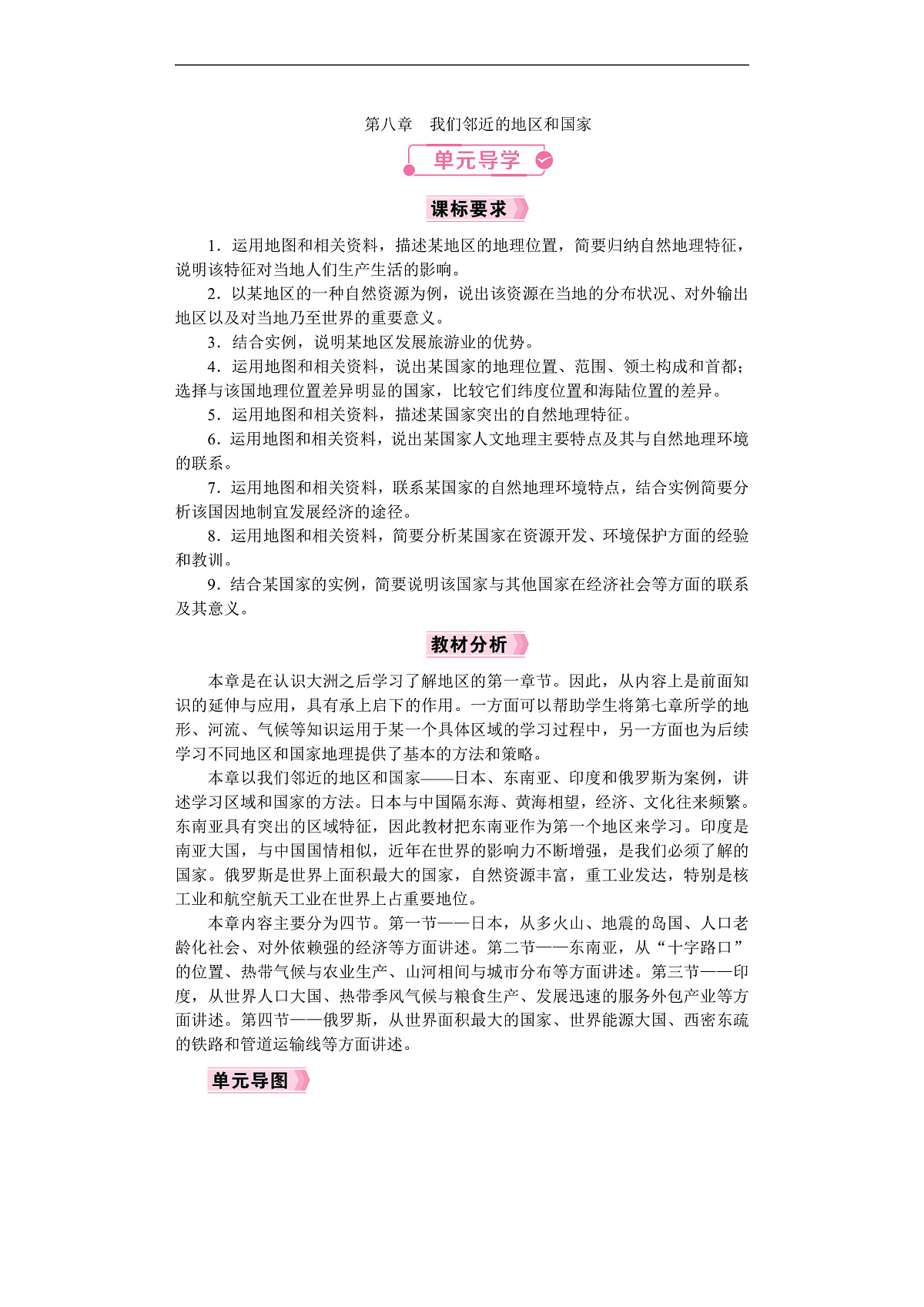 26年七年级地理下册 人教版（2024）电子教案第八章 单元导学第1页