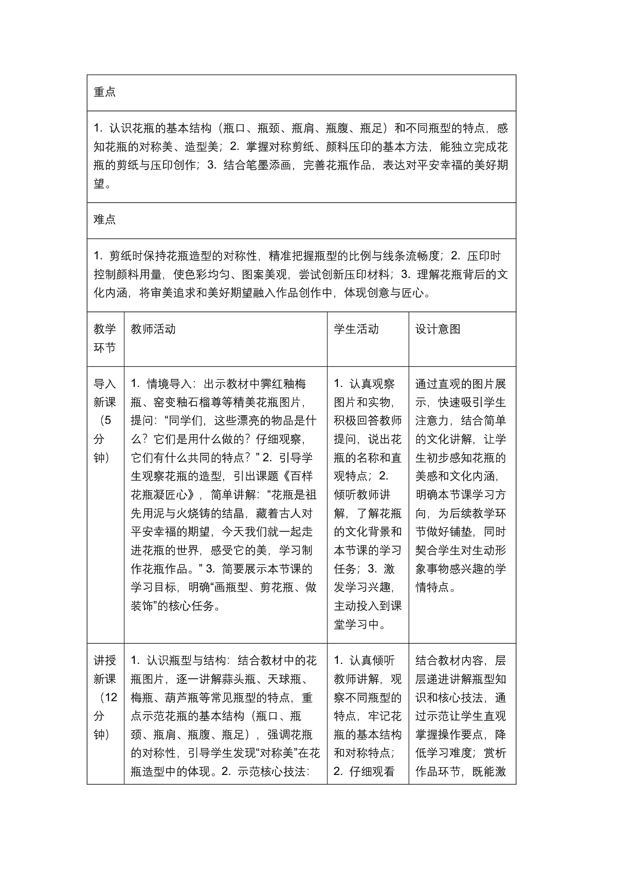 《百样花瓶凝匠心》教学设计第2页