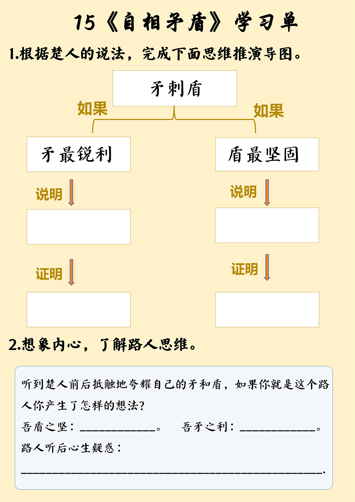 《自相矛盾》学习单第1页