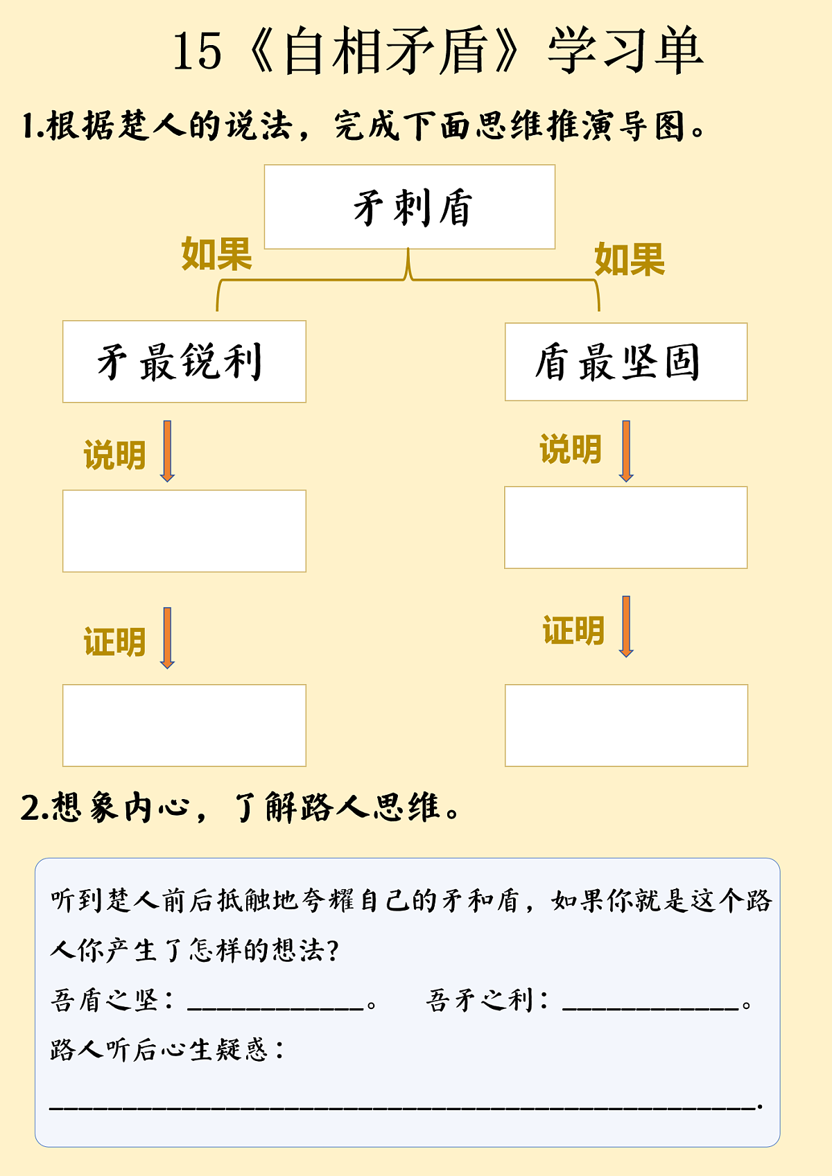 《自相矛盾》学习单【可编辑】第1页
