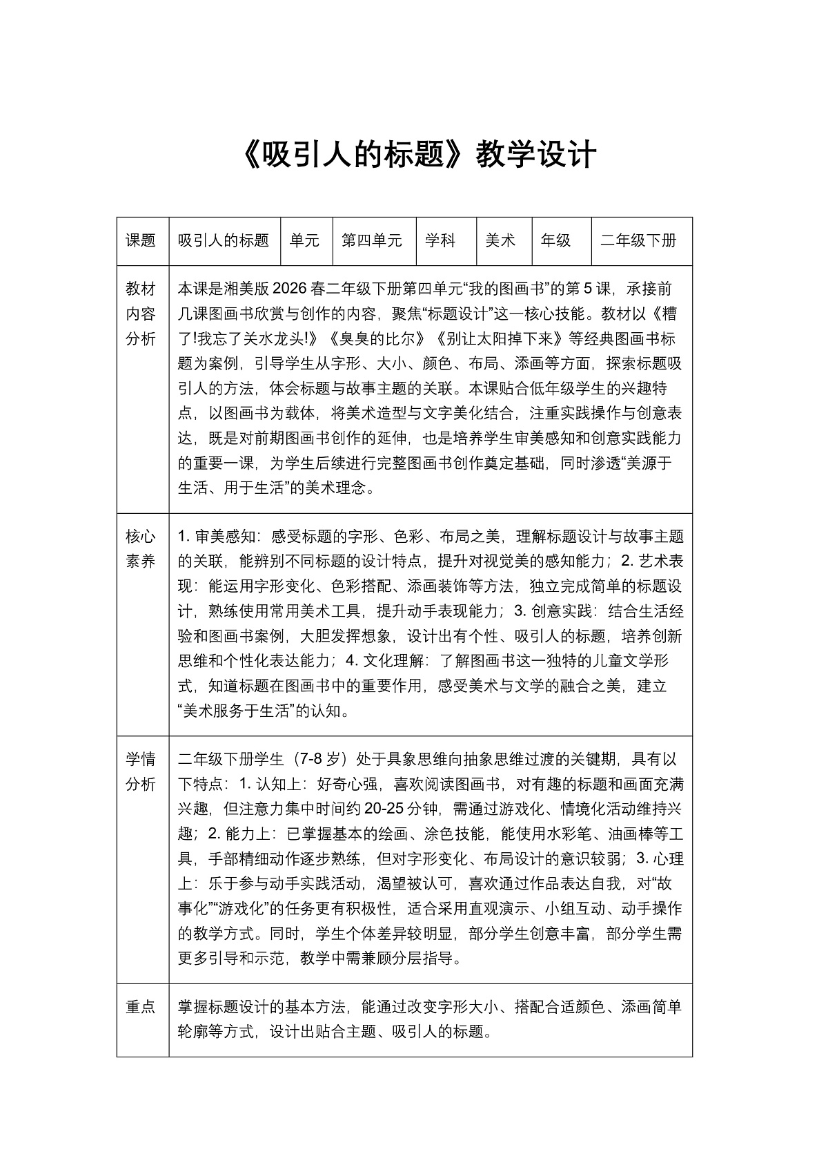 《吸引人的标题》教学设计1第1页