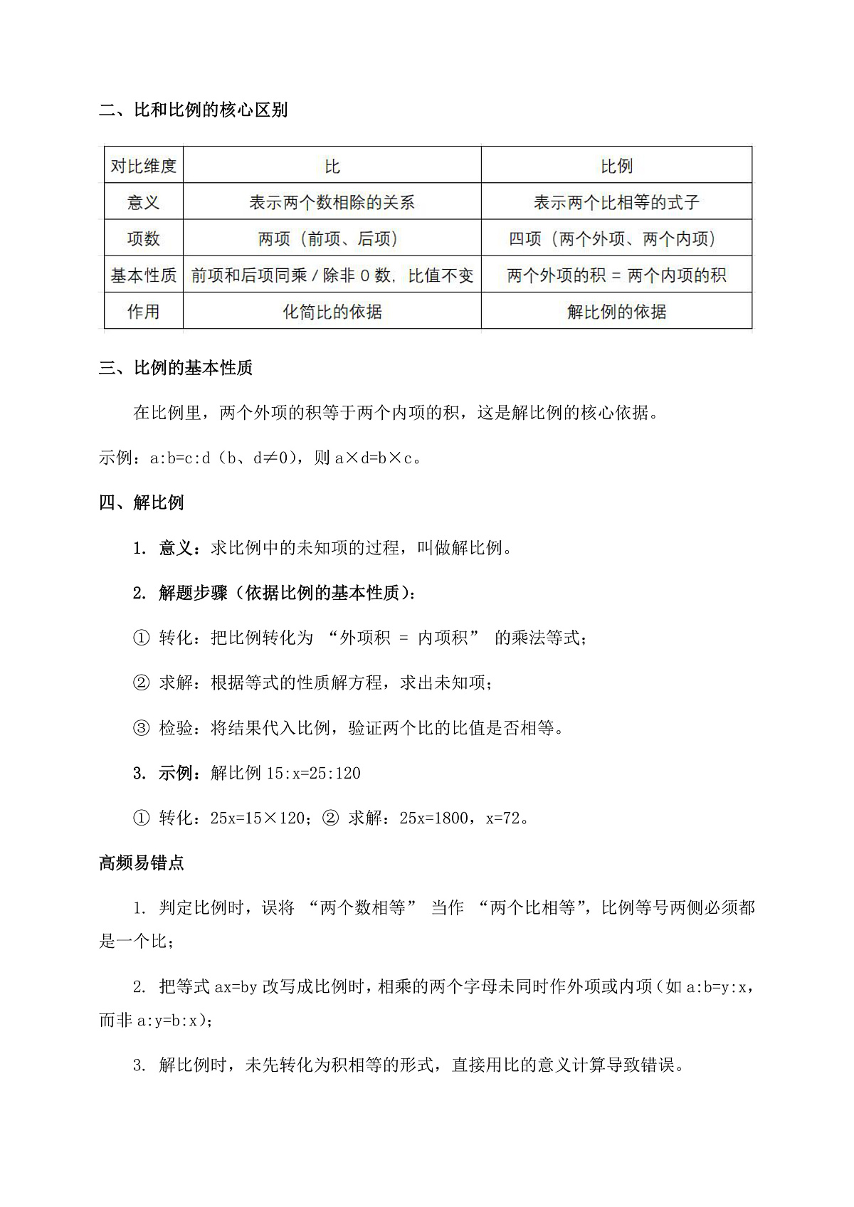 人教版六年级下册数学第四单元《比例》知识梳理+易错提示第3页