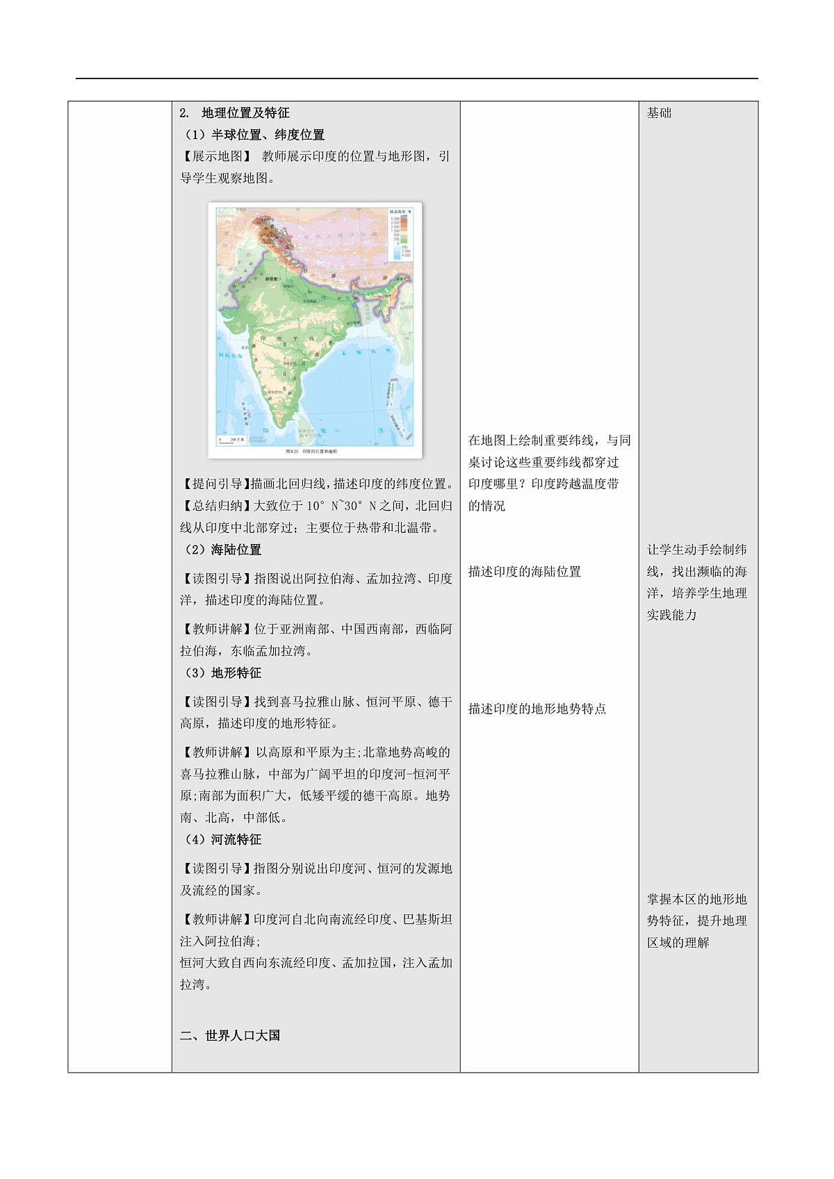 人教版2024初中地理七下8-3《印度》-教学设计第2页