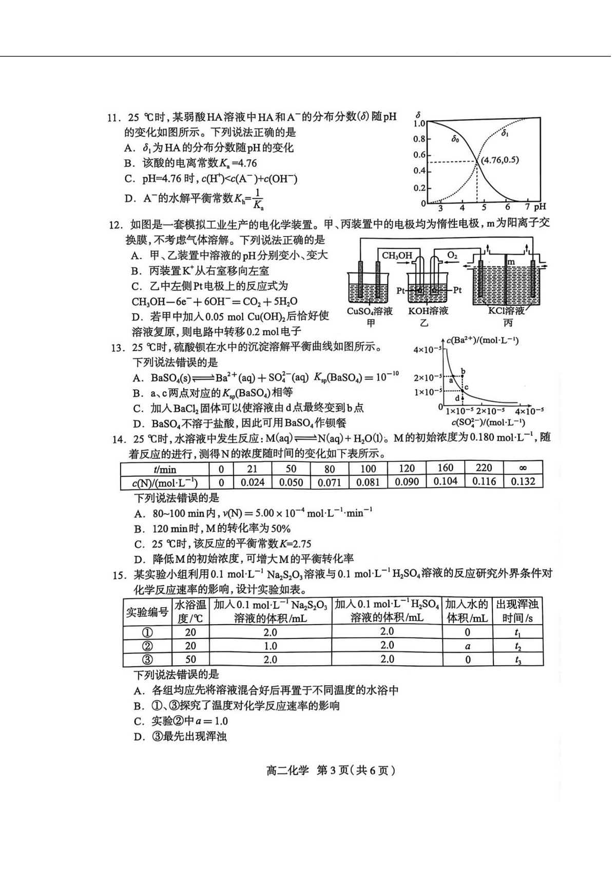 河北省石家庄市2024-2025学年高二上学期期末教学质量检测化学试卷（图片版）第3页