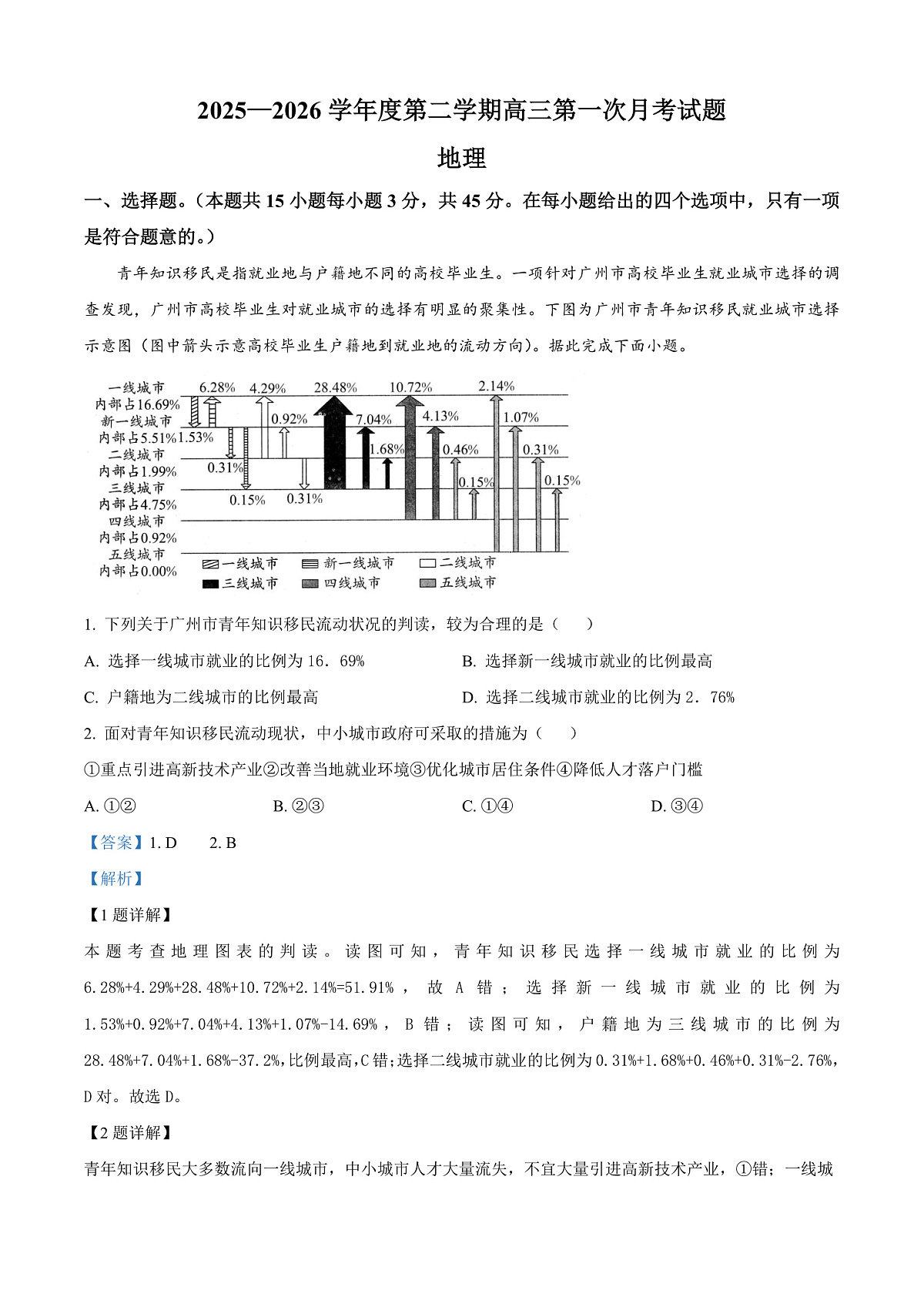 海南省文昌中学2026届高三下学期第一次月考地理试题 Word版含解析第1页