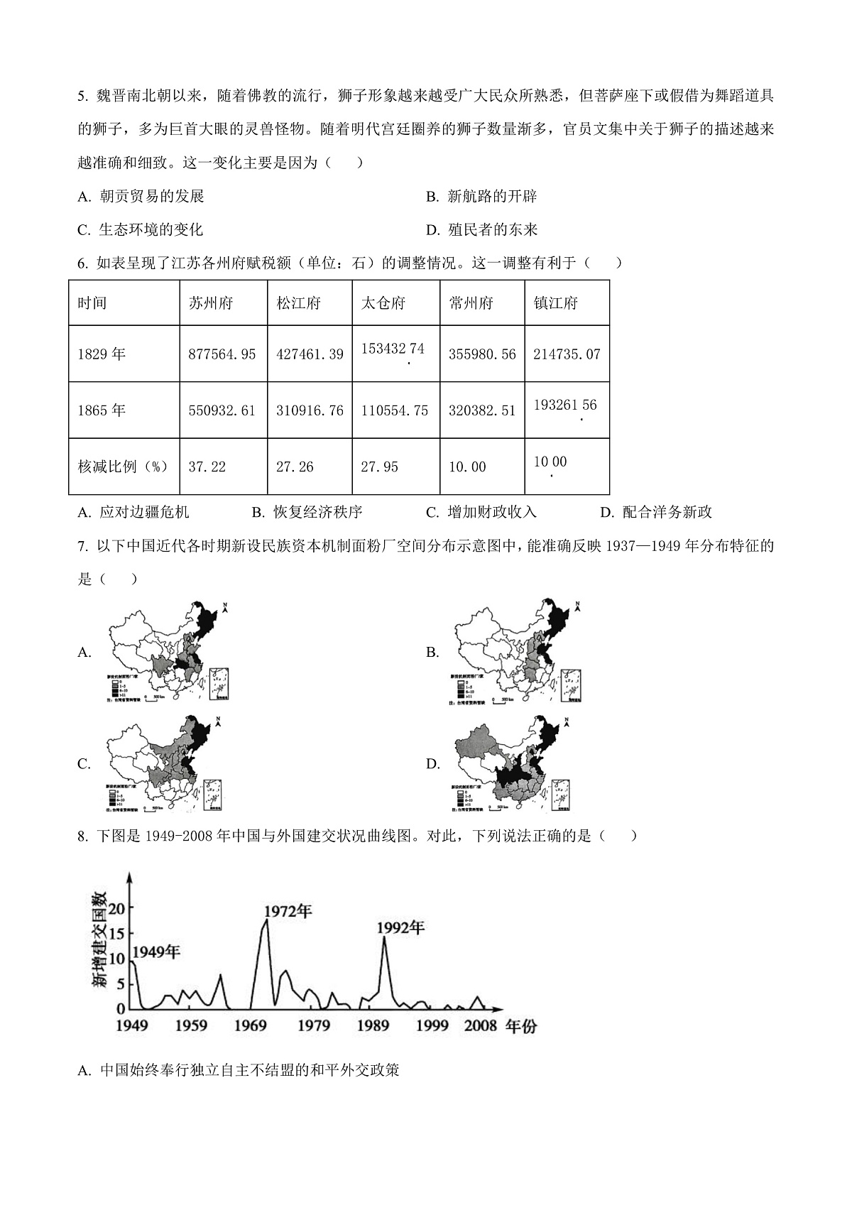 海南省文昌中学2026届高三第二学期第一次月考历史试题（原卷版）第2页