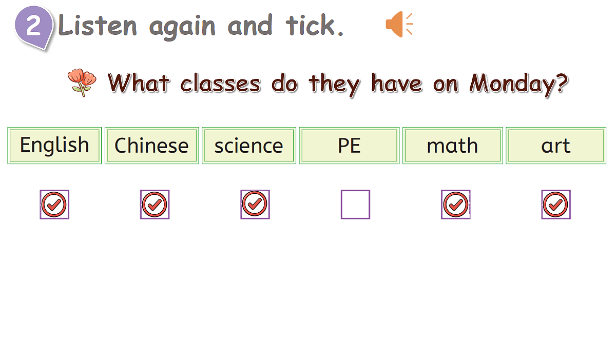 Lesson 1 What classes do we have on Monday？第8页