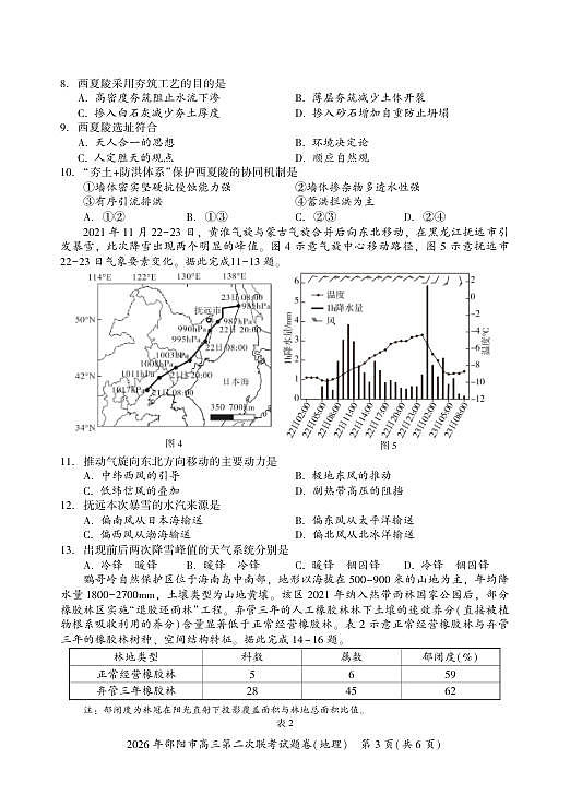2026年邵阳市高三第二次联考试题地理第3页