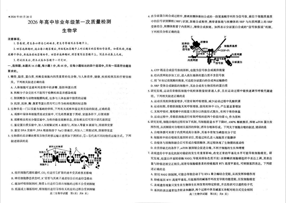 生物试题第1页