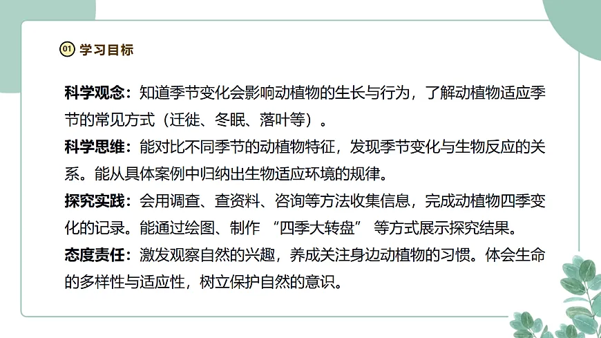 大象版（2024）科学二年级下册2.3《季节变化与动植物》课件第3页