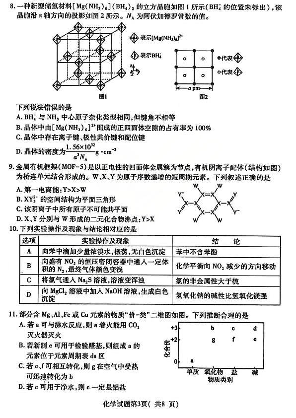 化学试题_临汾2026年高三年级质量监控第一次模拟试题及答案第3页