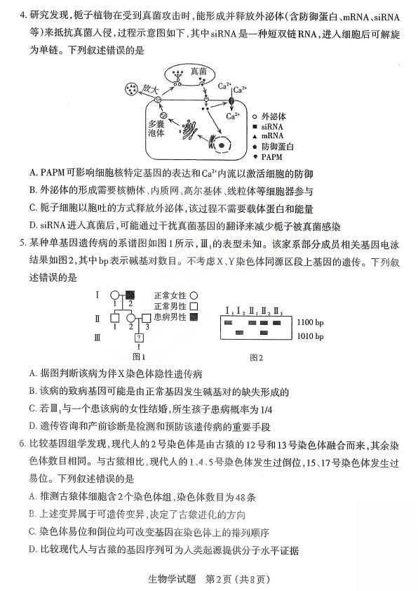 生物试题卷-2026太原高考一模生物卷第2页