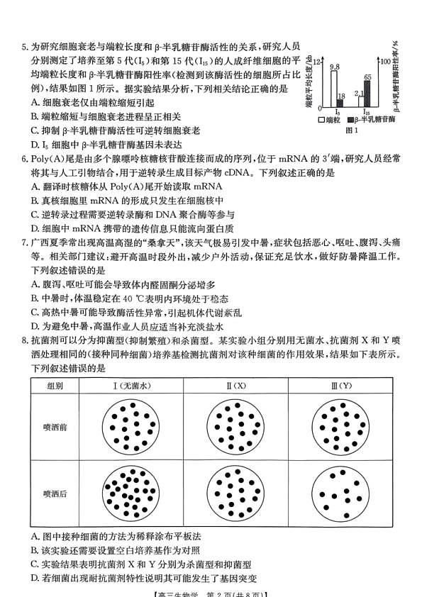 南宁2026年3月高三二模生物试卷第2页