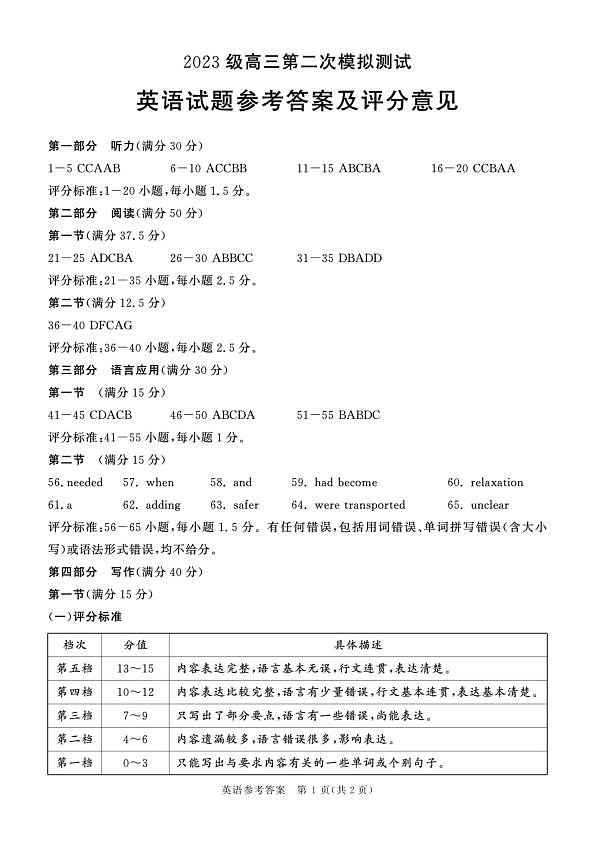 英语答案第1页