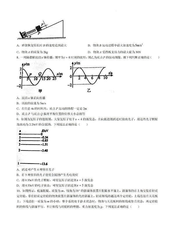 辽宁省大连市2023-2024学年高二下学期7月期末物理试题(无答案)第3页
