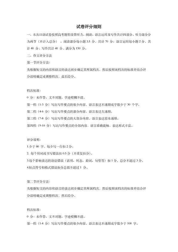高三一模日语答案第1页