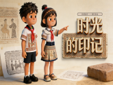 人教版小学美术三下08印痕里的时光课件+数字人导入视频