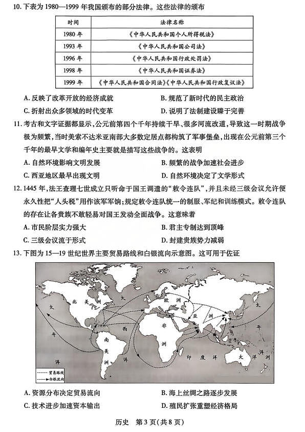 山西省、陕西省多校2026届高三下学期3月联考 历史第3页