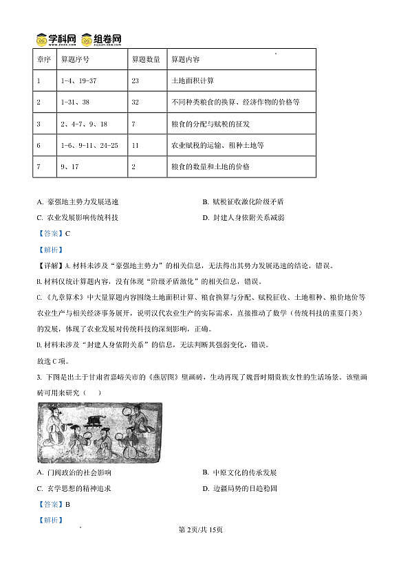 银川市、石嘴山市、吴忠市三市2026年高三年级学科教学质量检测 历史答案第2页