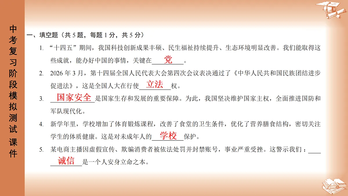 2026年深圳市龙岗区中考一模48校初三联考道法试卷PPT课件第2页