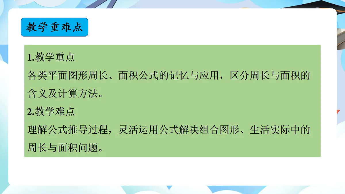 第六单元整理与复习 图形与几何第2课时 平面图形的周长与面积+（教学课件）数学人教版六年级下册第3页