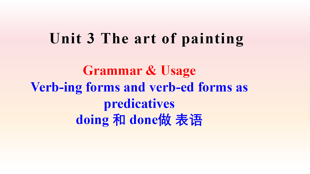 译林英语高一Unit 3 The art of painting Grammar and usage 课件第1页